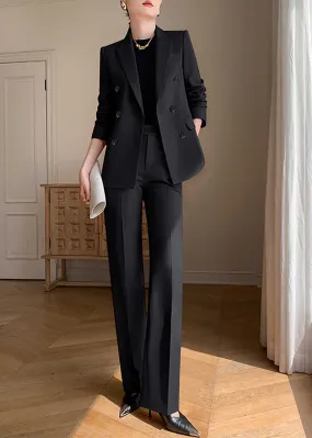 Monica Black Double Breasted Blazer Pants Suit Two-Piece Set