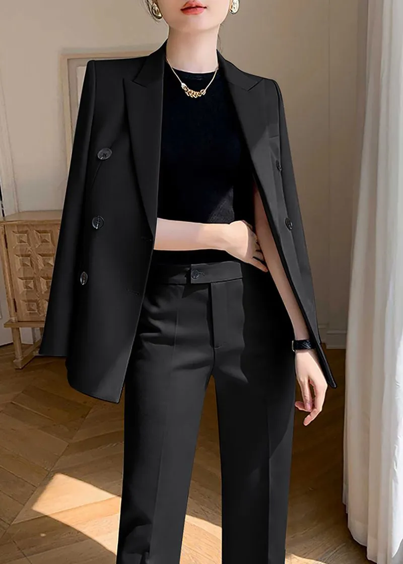 Monica Black Double Breasted Blazer Pants Suit Two-Piece Set