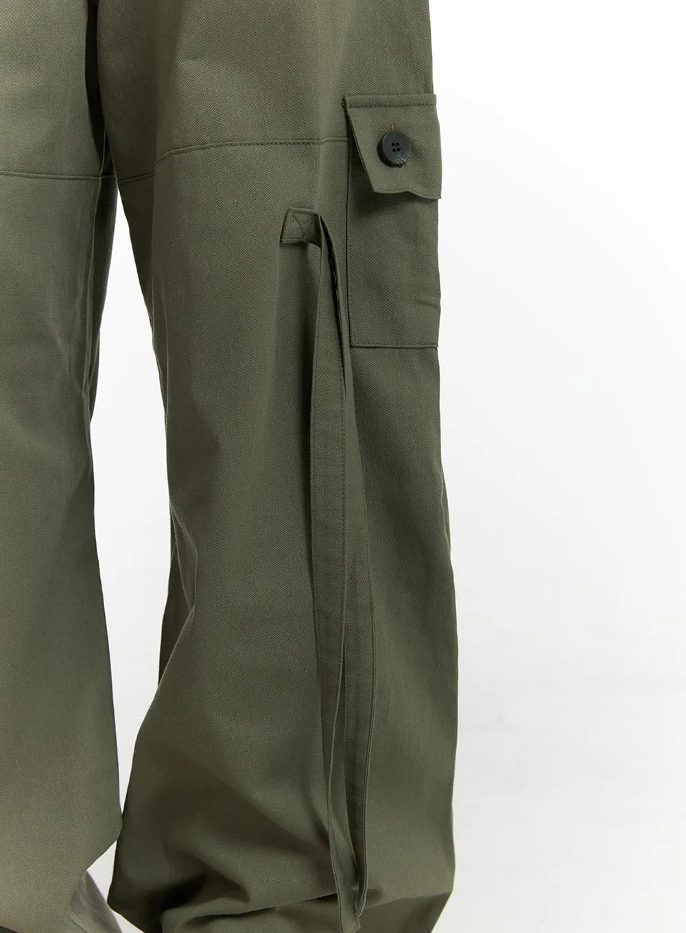 Pintuck Baggy Cargo String Pants CF429