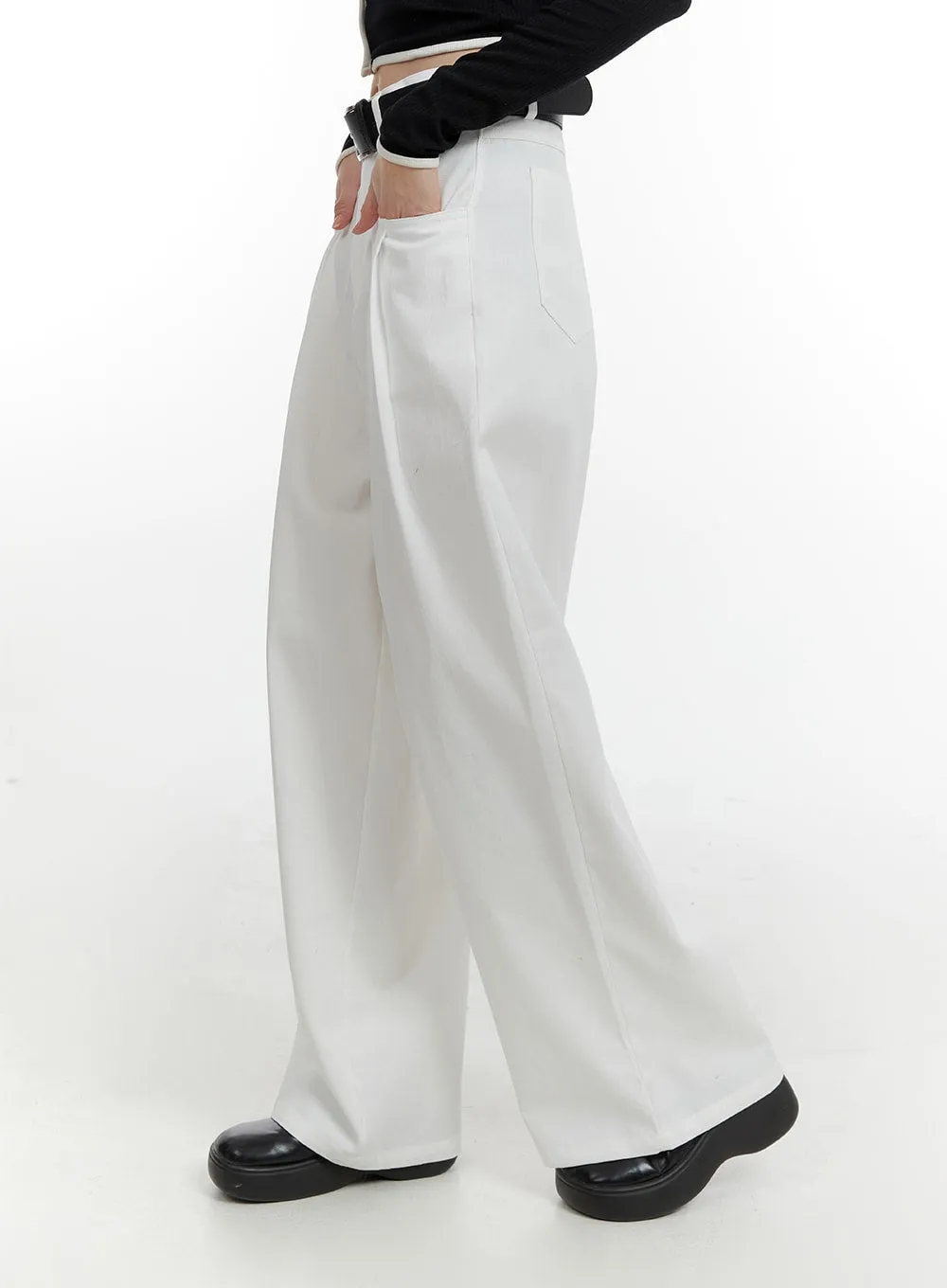 Pintuck Wide Leg Pants CM429