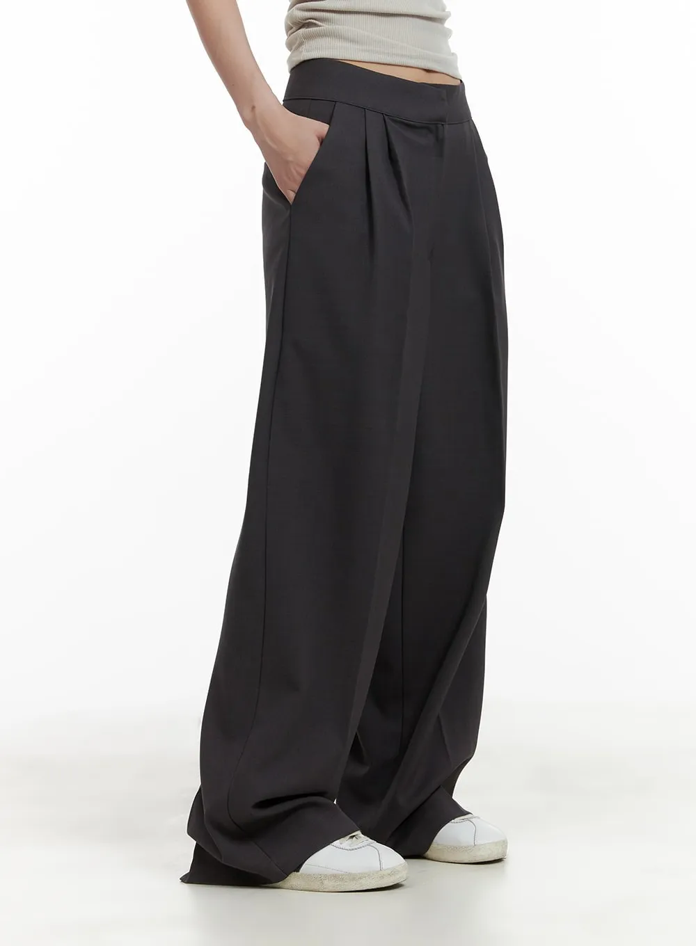 Pintuck Wide Tailored Pants CA409