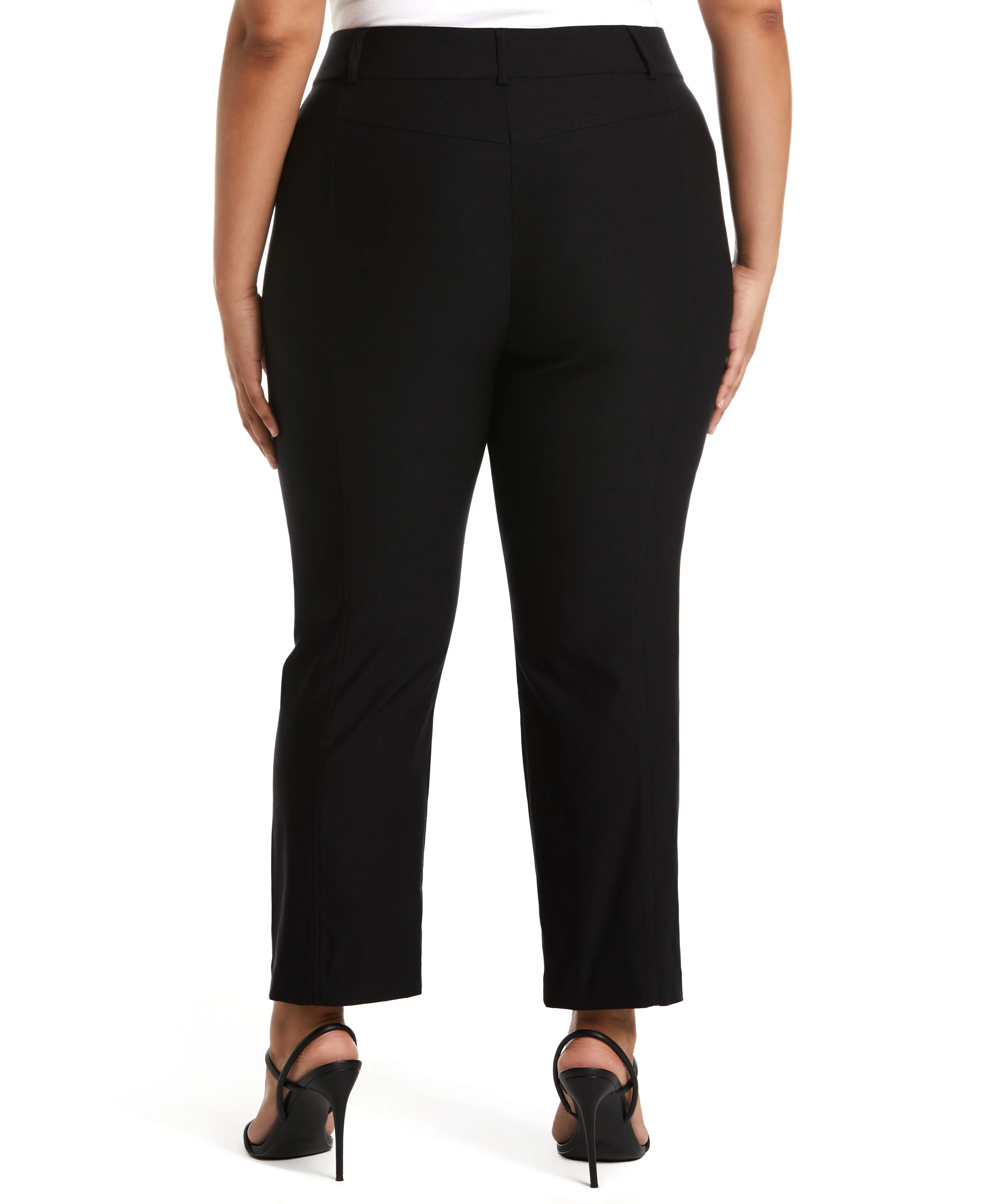 Plus Size Classic Fit Seamed Straight Leg Crop Pant with Vents