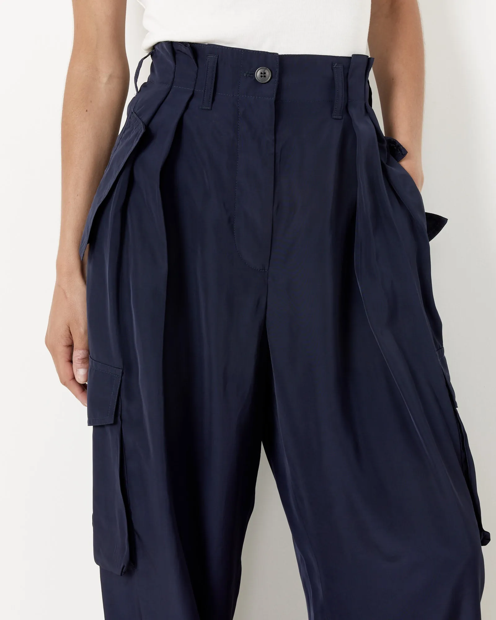 Polkar Wide-Leg Cargo Pants in Navy