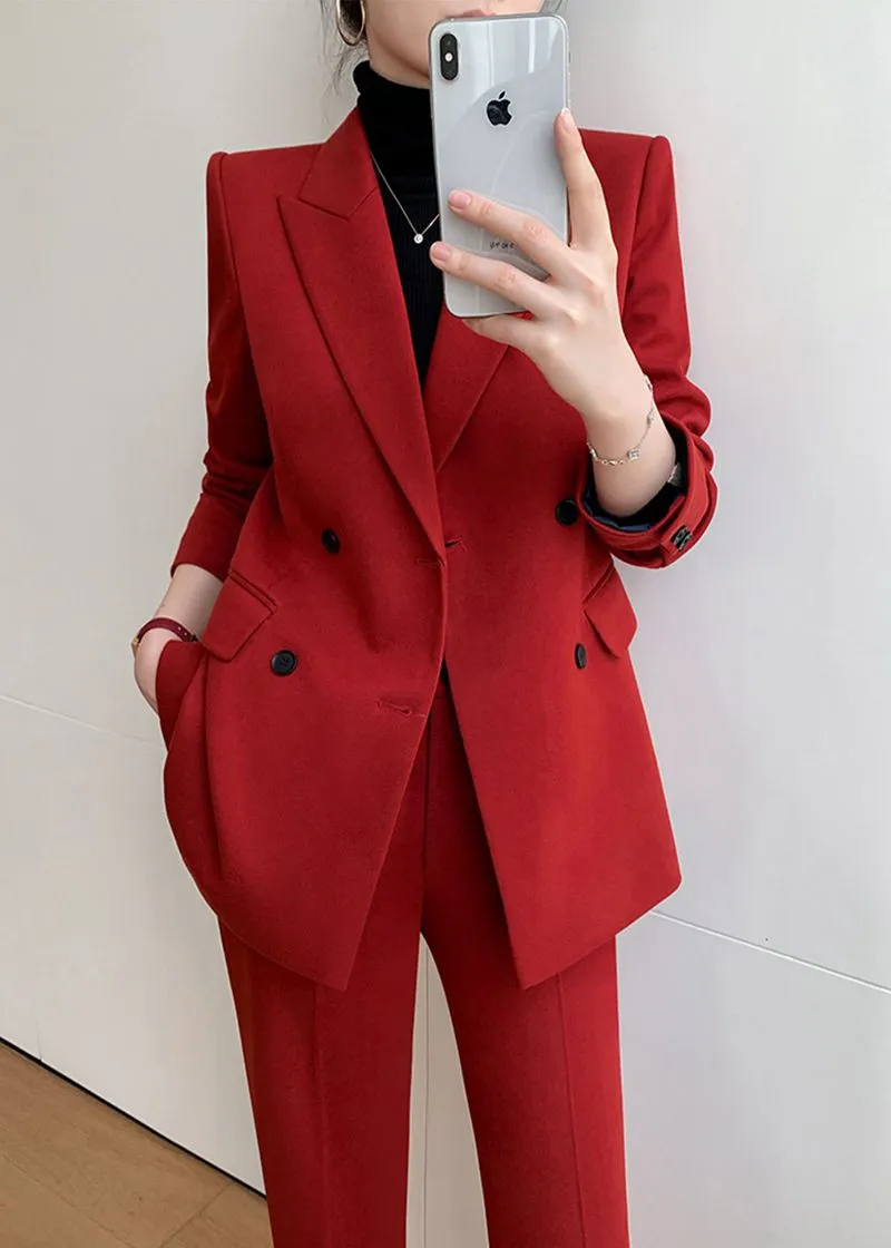 Prunella Double-breasted Blazer Pantsuit Set