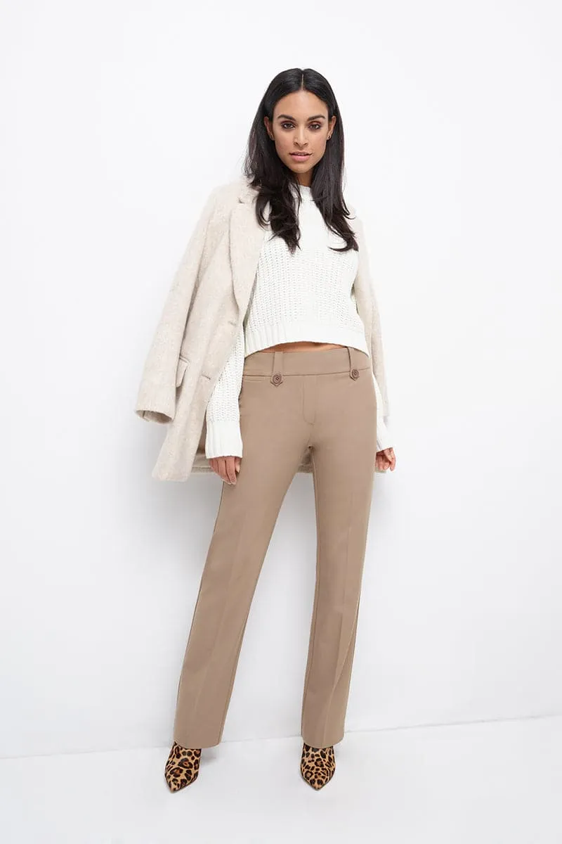 Pull-on Bootcut Trousers with Belt Loops & Tummy Control