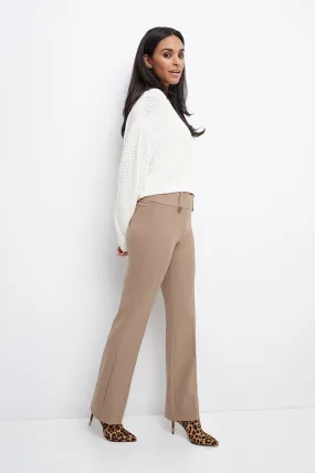 Pull-on Bootcut Trousers with Belt Loops & Tummy Control