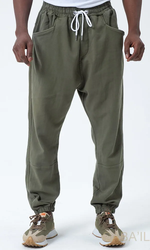 QL Relaxed Cotton STRETCH Cuffed Trousers in Khaki