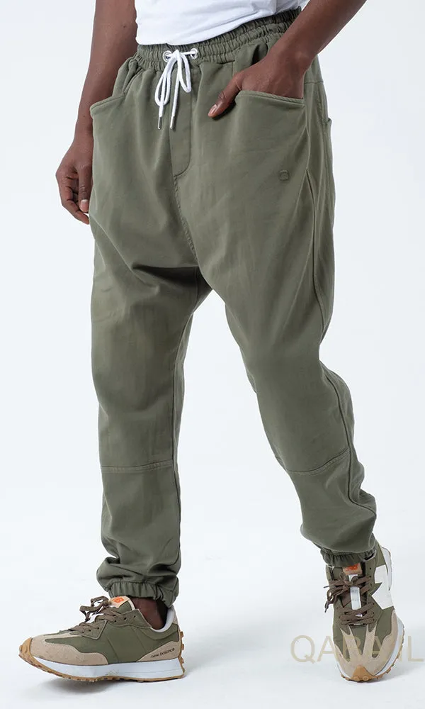 QL Relaxed Cotton STRETCH Cuffed Trousers in Khaki