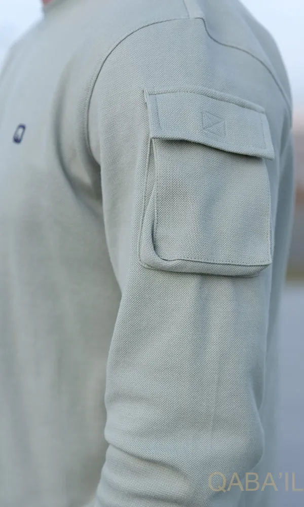 QL Sniper Set: Stylish Almond Green Cargo Joggers and Longline Top for Effortless Chic