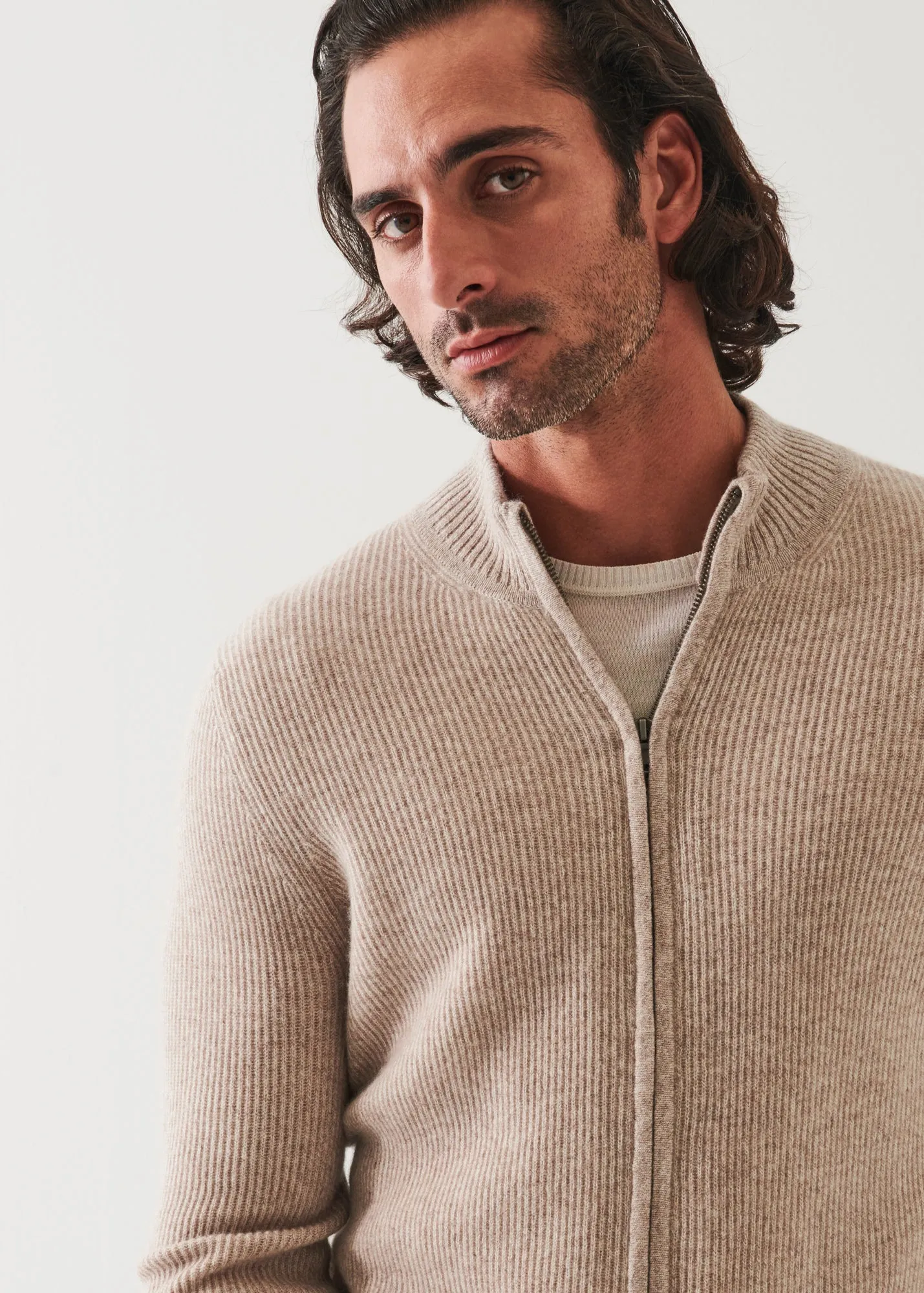 RIBBED CASHMERE FULL ZIP