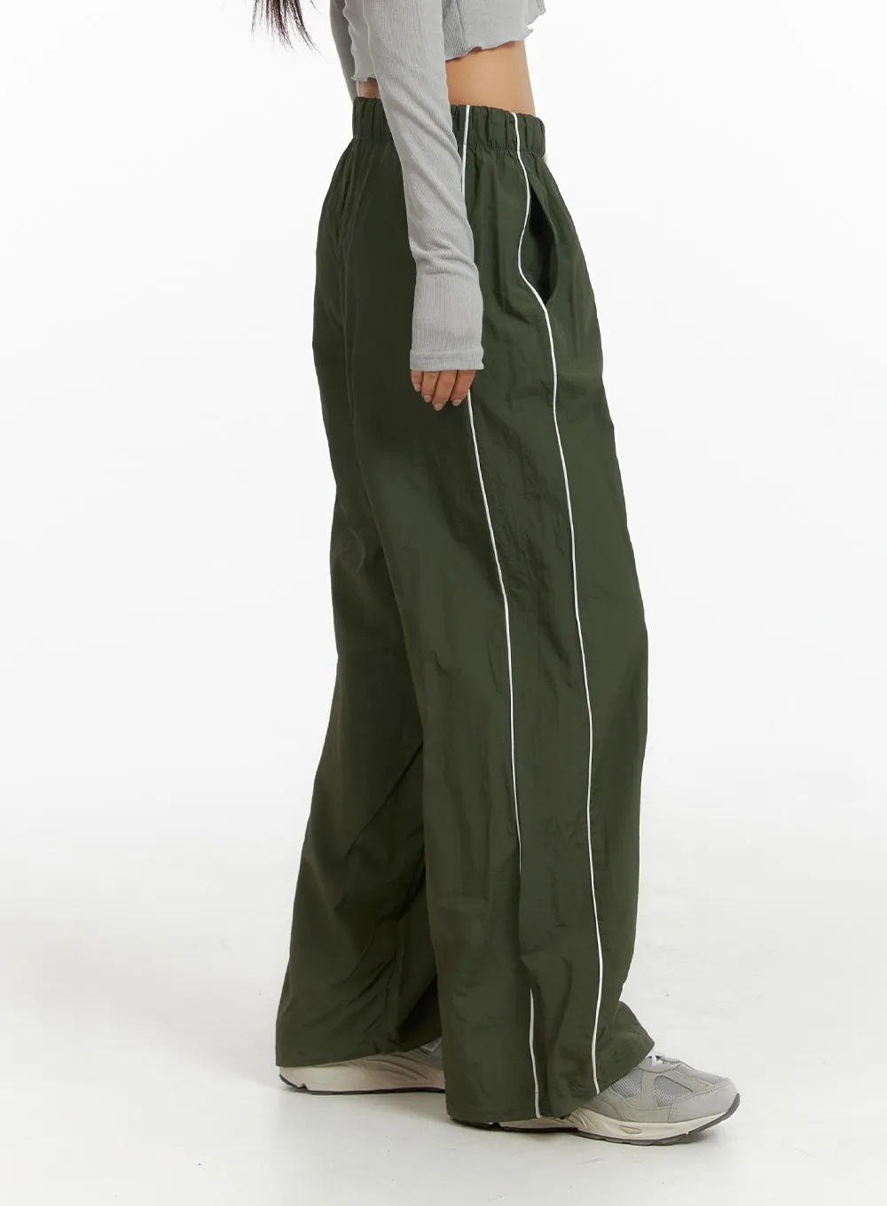 String Nylon Wide Pants CF414