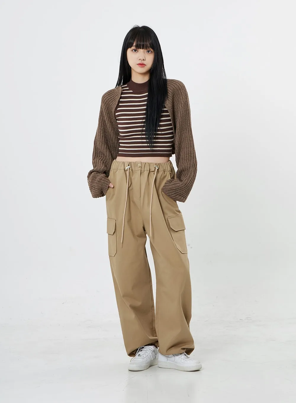 String Wide Cargo Pants OO17