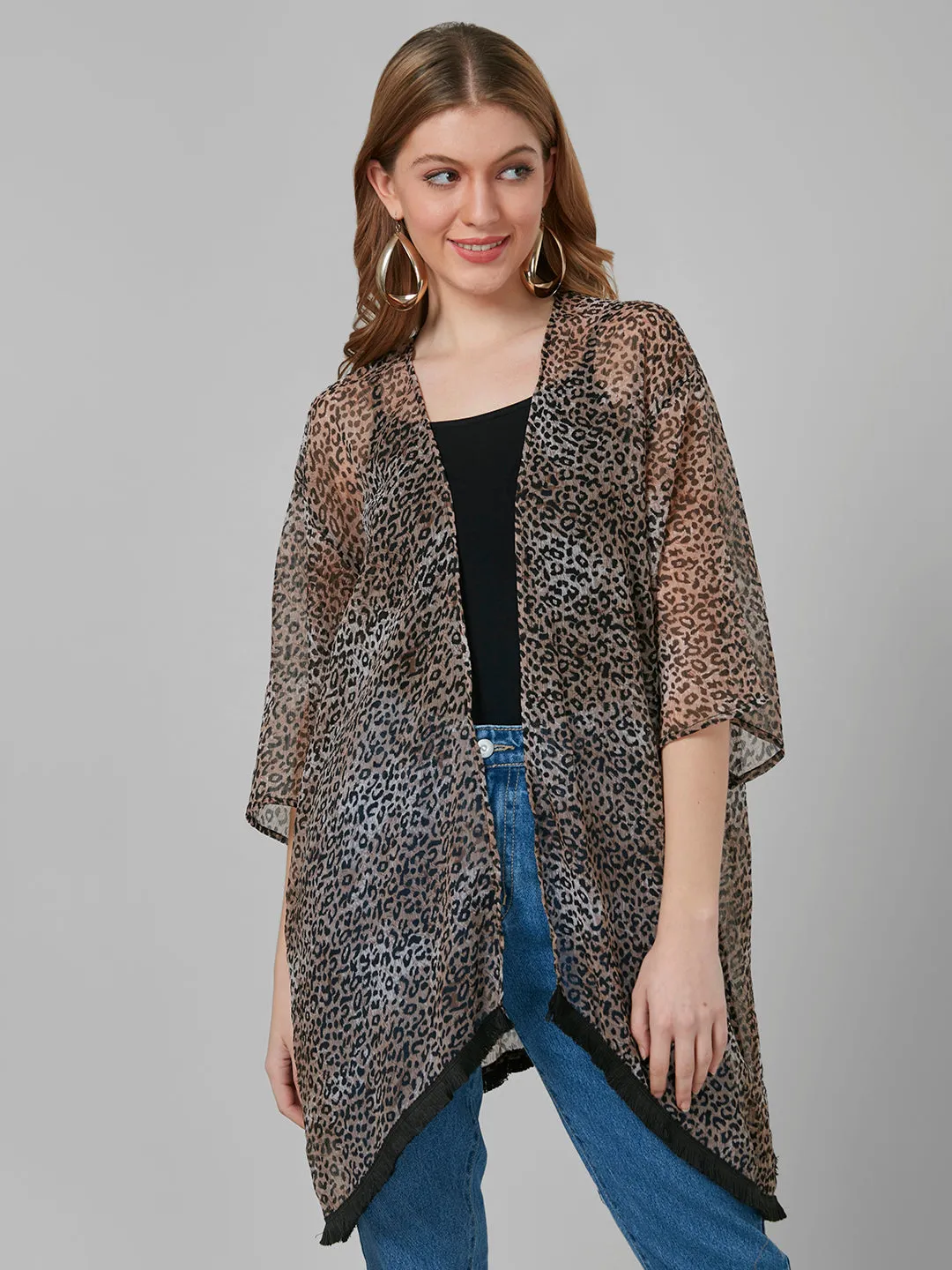 Style Quotient Women Black Printed Shrug