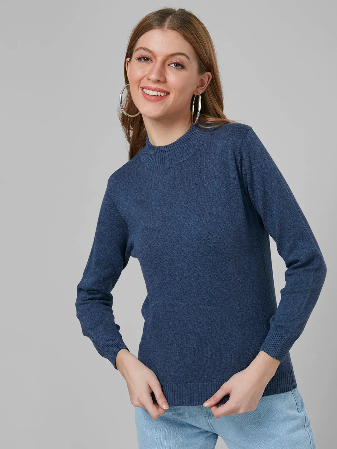 Style Quotient Women Blue Solid Sweatshirts