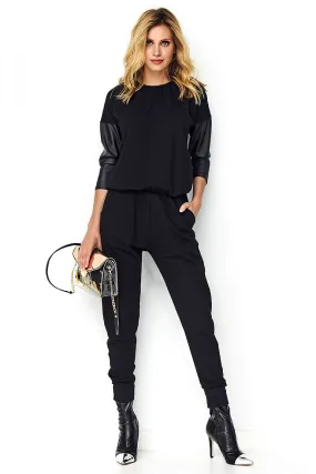 Two-Tone Black Jumpsuit