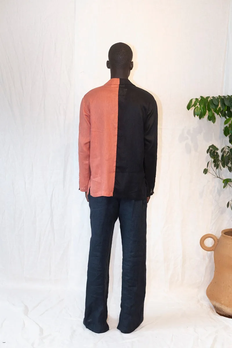 Un Cote Shirt  Faroter  Pants  - Salmon and Black