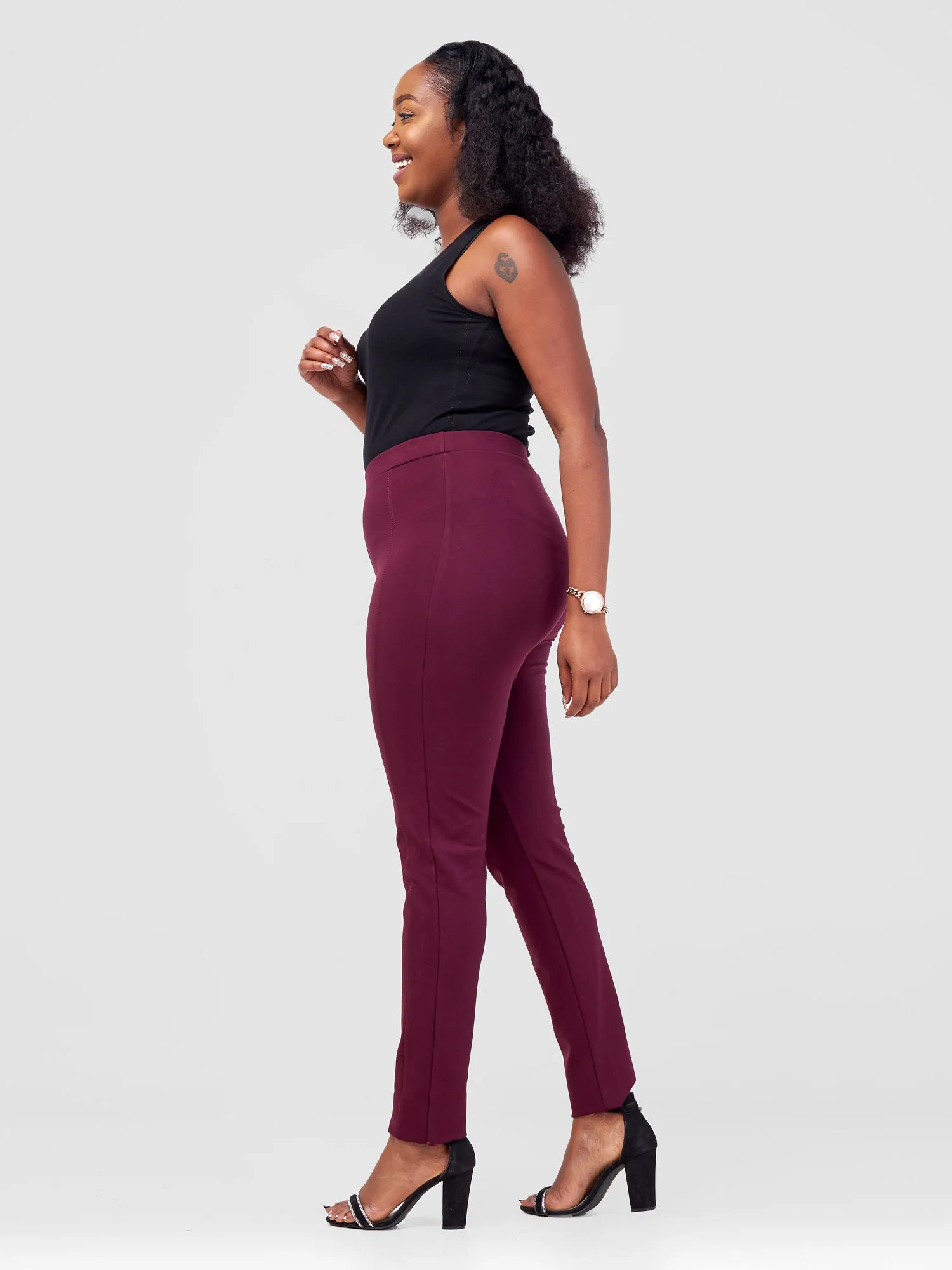 Vivo Basic Panelled Leisure Pants - Burgundy