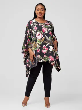 Vivo Basic Wide Loose Top - Pink / White Print