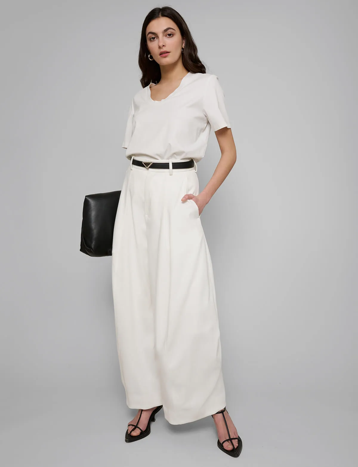 White Barrel Leg Pants-BESTSELLER