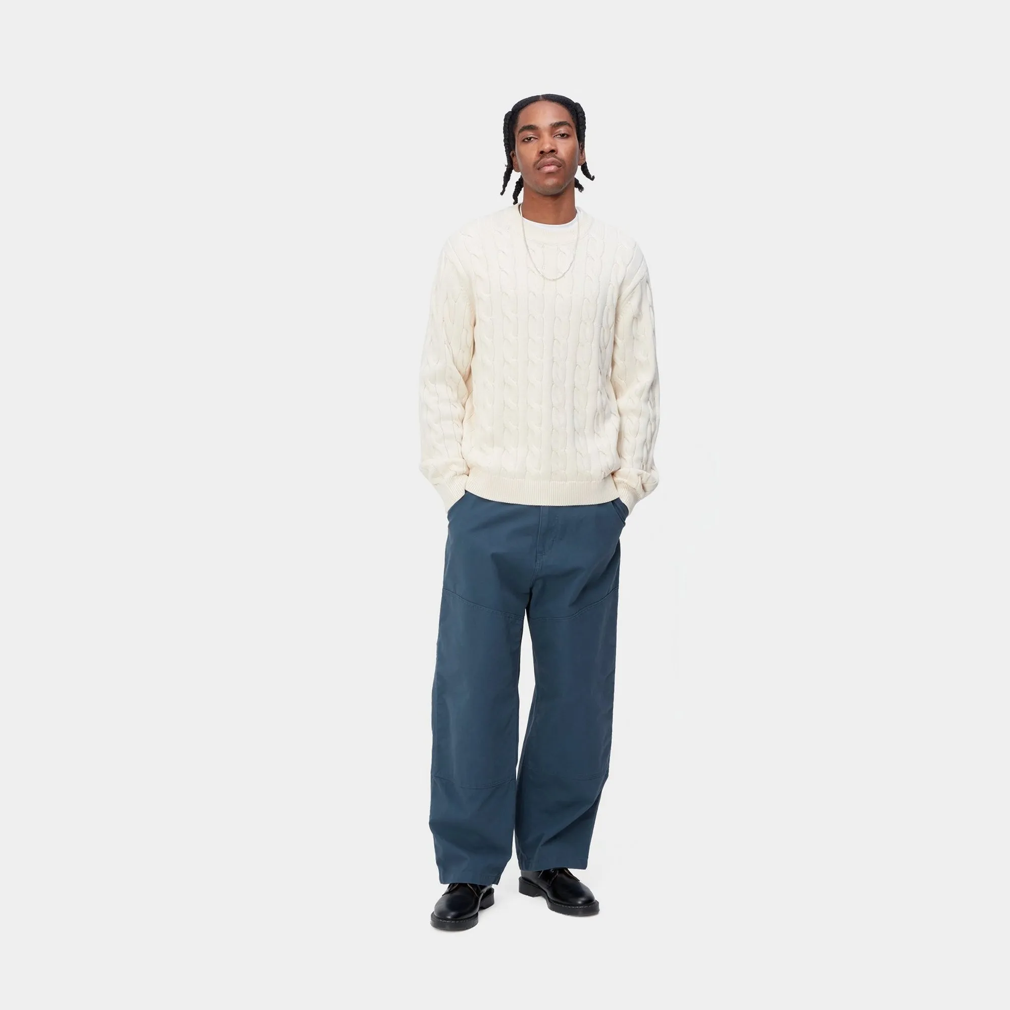 Wide Panel Double Front Pant | Naval