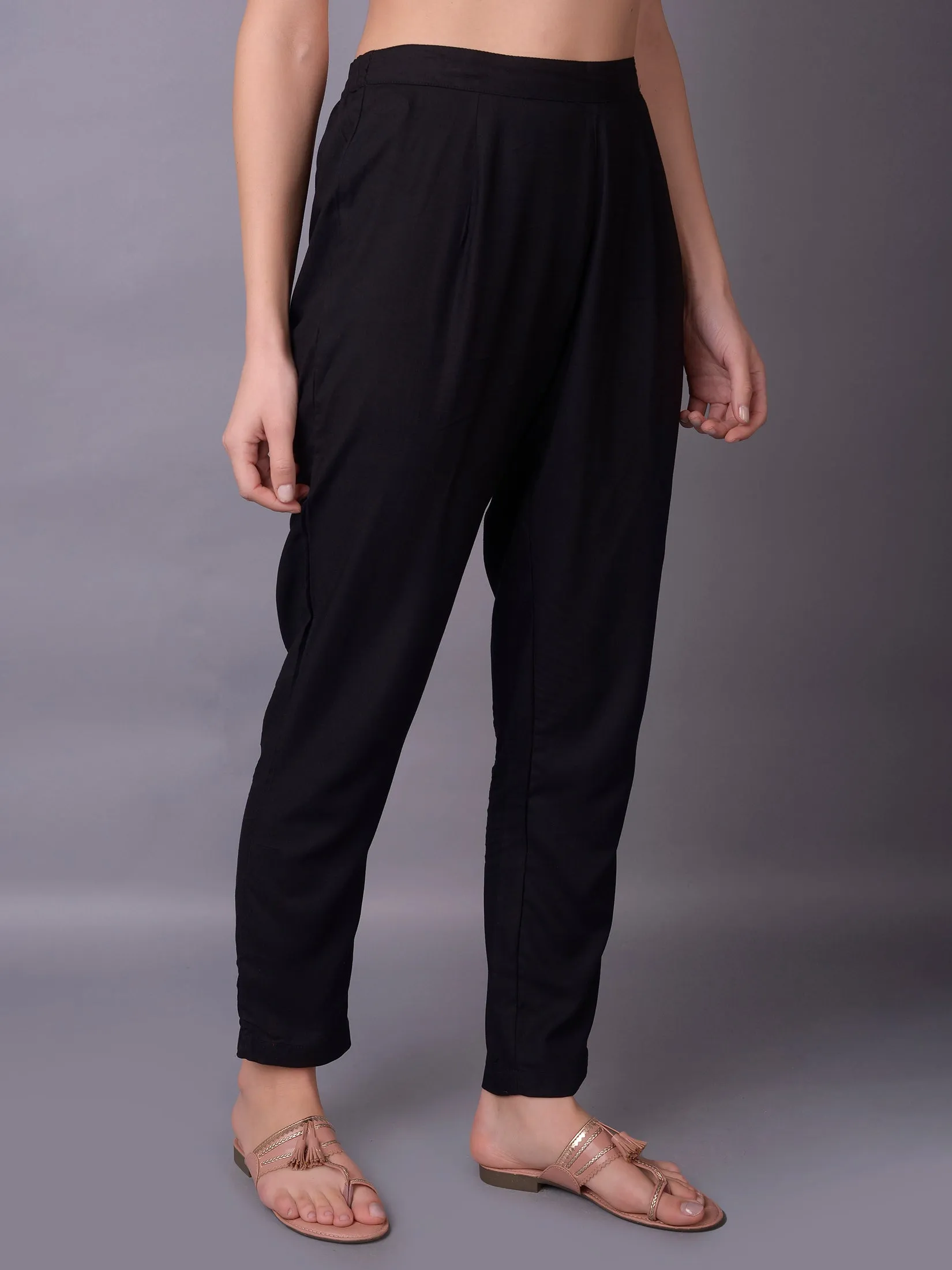 Women Black Plain Trouser