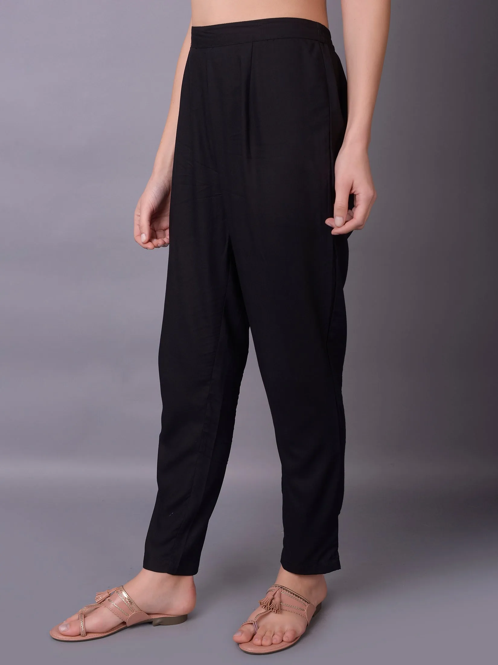 Women Black Plain Trouser