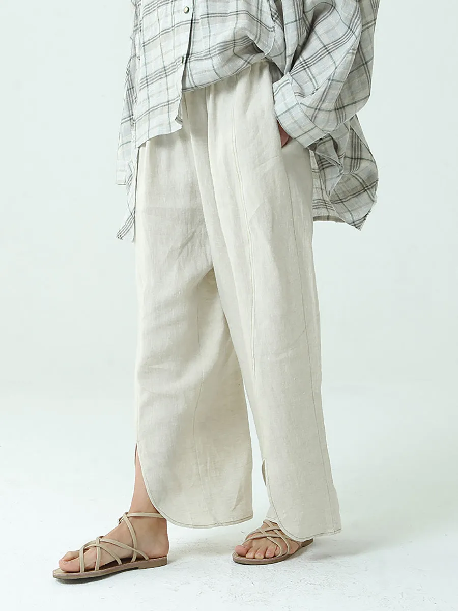 Women Linen Loose Wide Leg Pants M-2XL