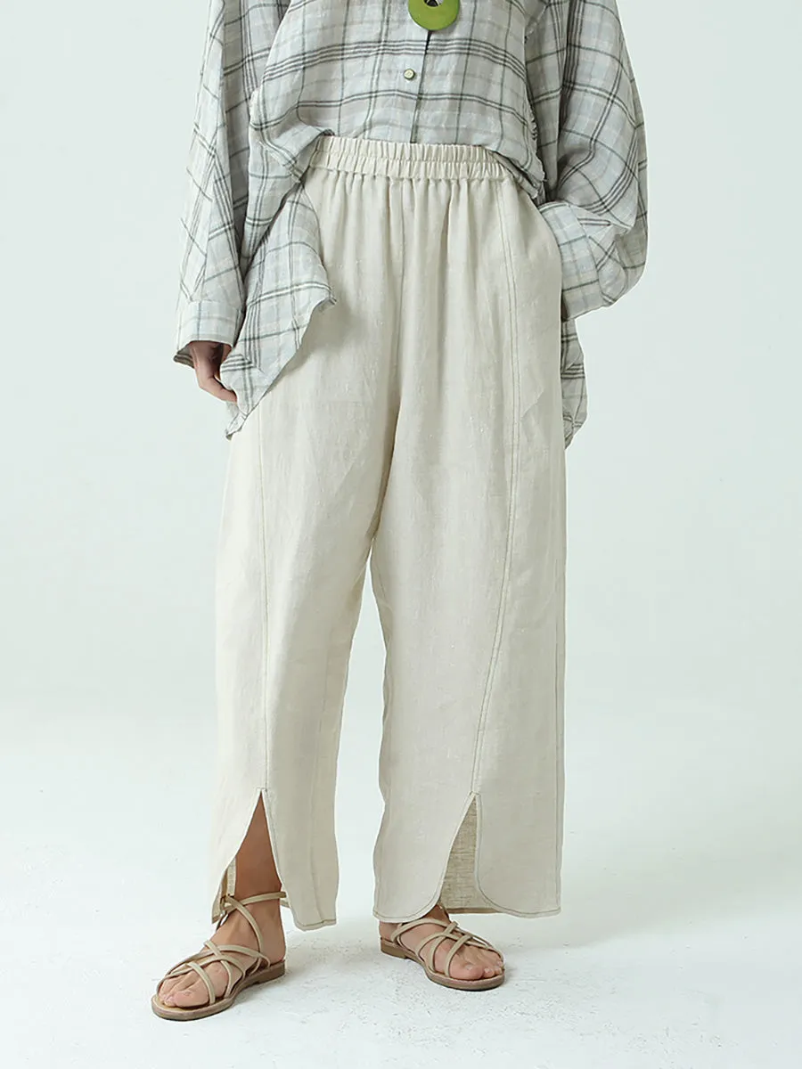 Women Linen Loose Wide Leg Pants M-2XL