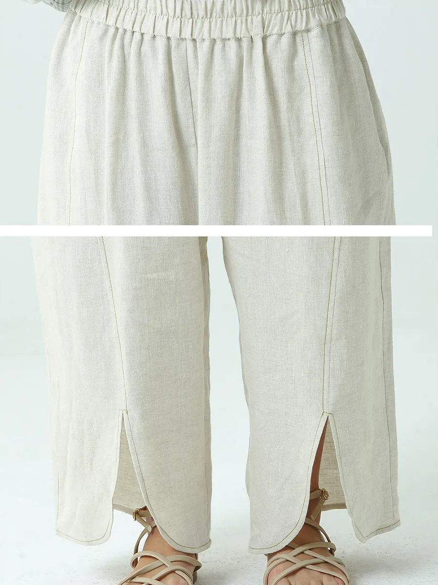 Women Linen Loose Wide Leg Pants M-2XL