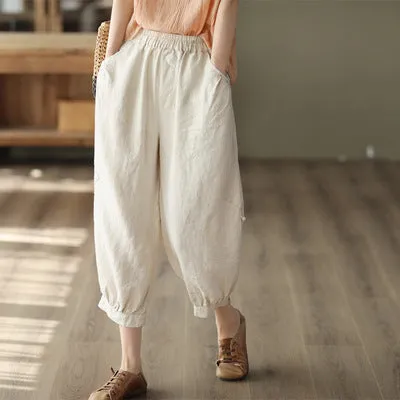 Women Summer Retro Linen Loose Pants