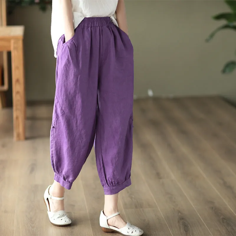 Women Summer Retro Linen Loose Pants