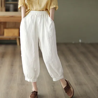 Women Summer Retro Linen Loose Pants