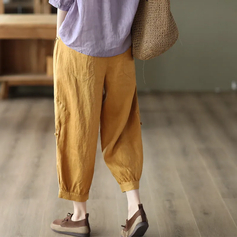 Women Summer Retro Linen Loose Pants