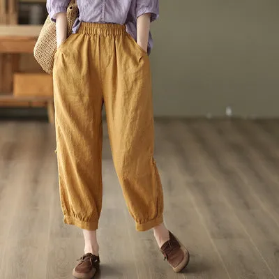 Women Summer Retro Linen Loose Pants