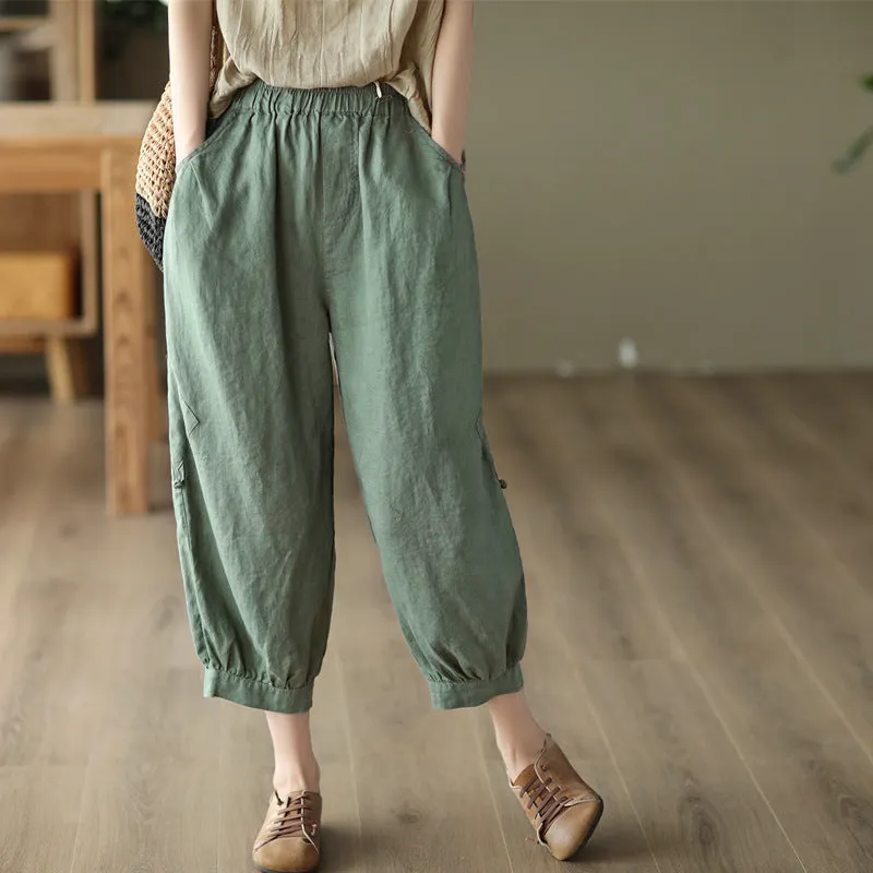 Women Summer Retro Linen Loose Pants