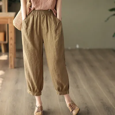 Women Summer Retro Linen Loose Pants